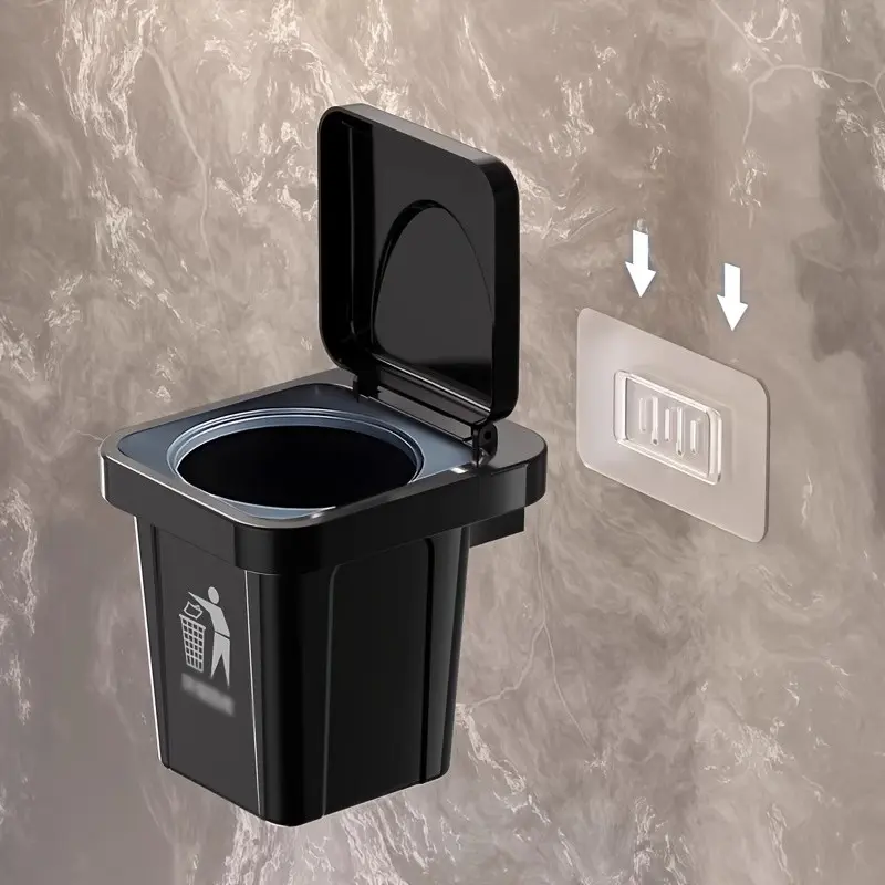 Creative Wall-Mounted Ashtray Trash Can with Lid, Compact Desktop Mini Ashtray, Decorative Desk Accessory, No Drilling Design, Ideal for Living Room, Bedroom, Bathroom, Car, Size