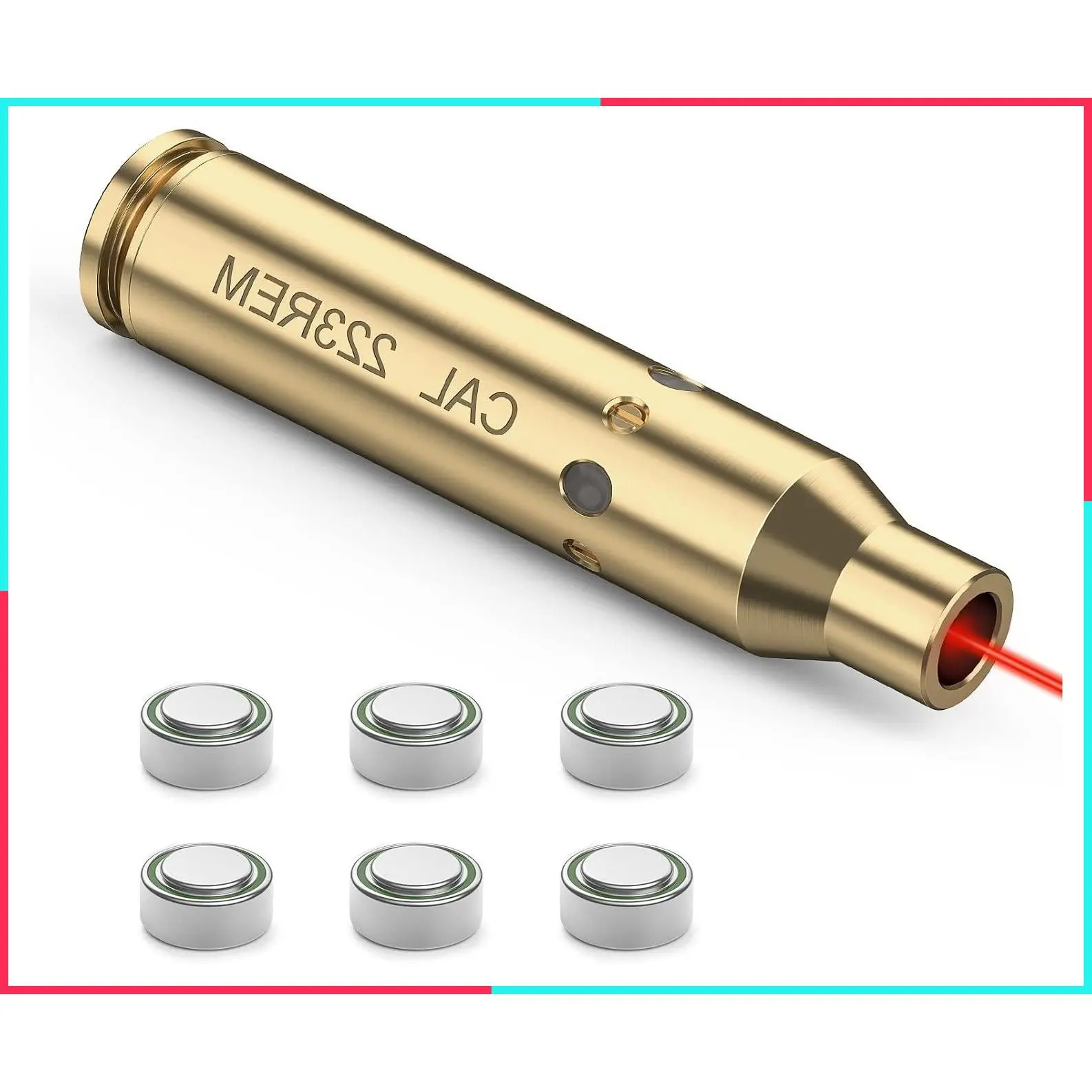 Red Laser Bore Sighter with Batteries for .223 5.56mm 9mm .243 .308 12 Gauge 7.62x39mm .45 ACP