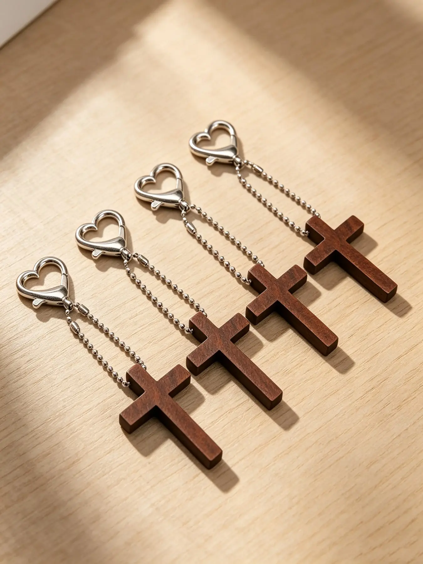 6pcs Heart Cross Bag Charm Keychain Decorative Accessories, Stylish Jewelry for Bags & Keys, Perfect Gift Idea