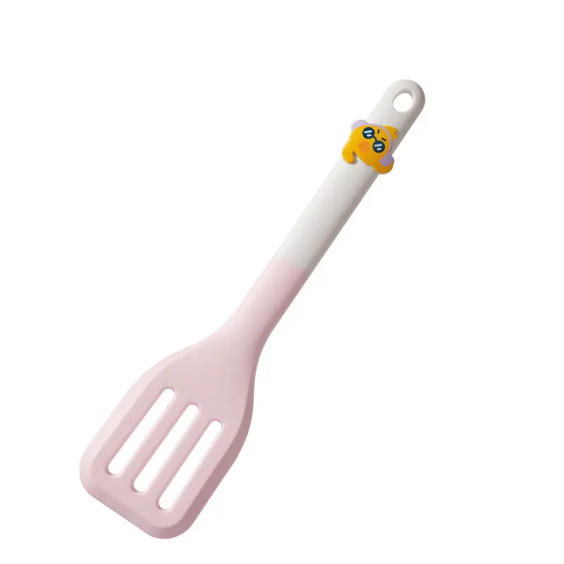 Heat-Resistant Silicone Kitchen Utensil Set with Cartoon Print - Cooking Spoon, Frying Spatula, Food Tongs, Egg Beater, Baby Food Spoon, Baking Tools
