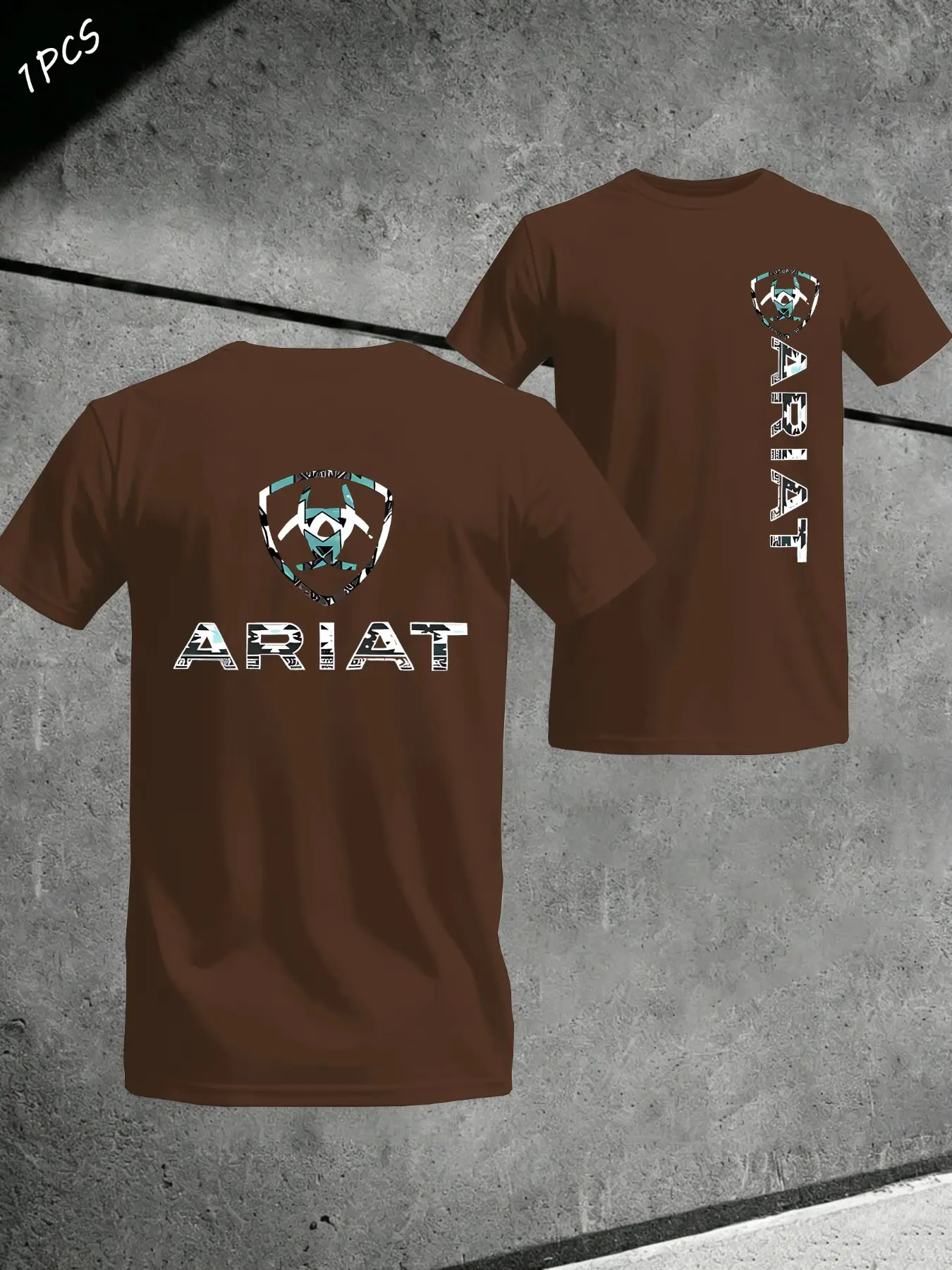 Men's Ariat Print T-Shirt, Casual Slim-Fit Round Neck Tee, Comfortable Short Sleeve Top for Daily Wear, Ideal for Home & Leisure