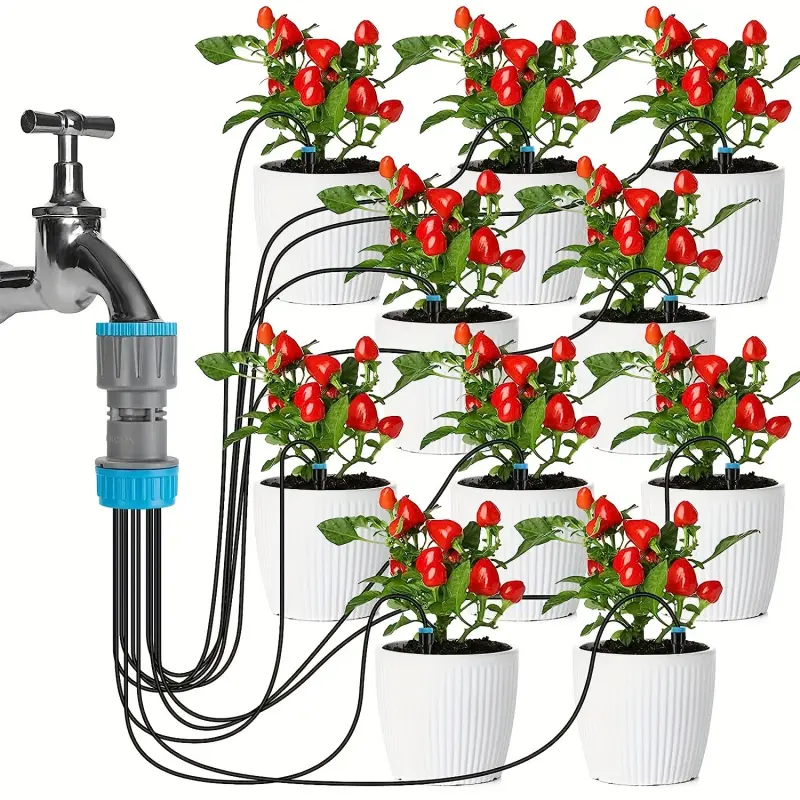 Automatic Garden Watering System, Irrigation Kit with 10 Drip Heads, Ideal for Greenhouse Balcony Potted Plants, Lazy Gardening Tool