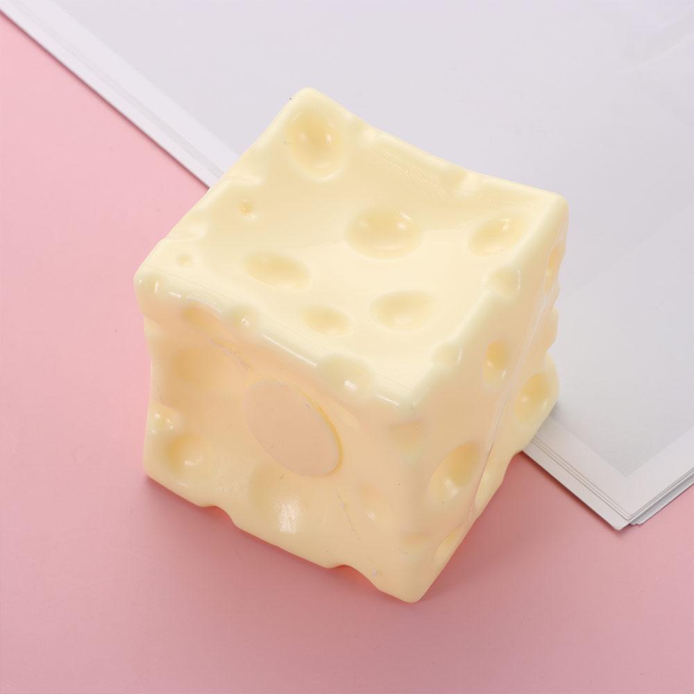 Shapeable Jumbo Cheese Cube Stress Ball Non-Bounce Anti-Stress Cheese Squeeze Fidget Toy Squishy Texture ASMR Sensory Stress Toy