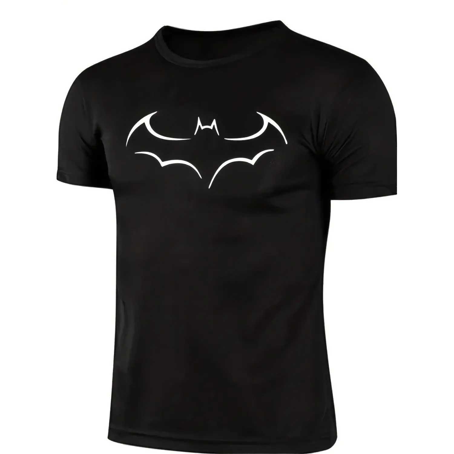 Cotton 2024 large size mens loose t shirt fashion bat print mens short sleeve t shirt summer new mens casual t shirt black -1 t shirt