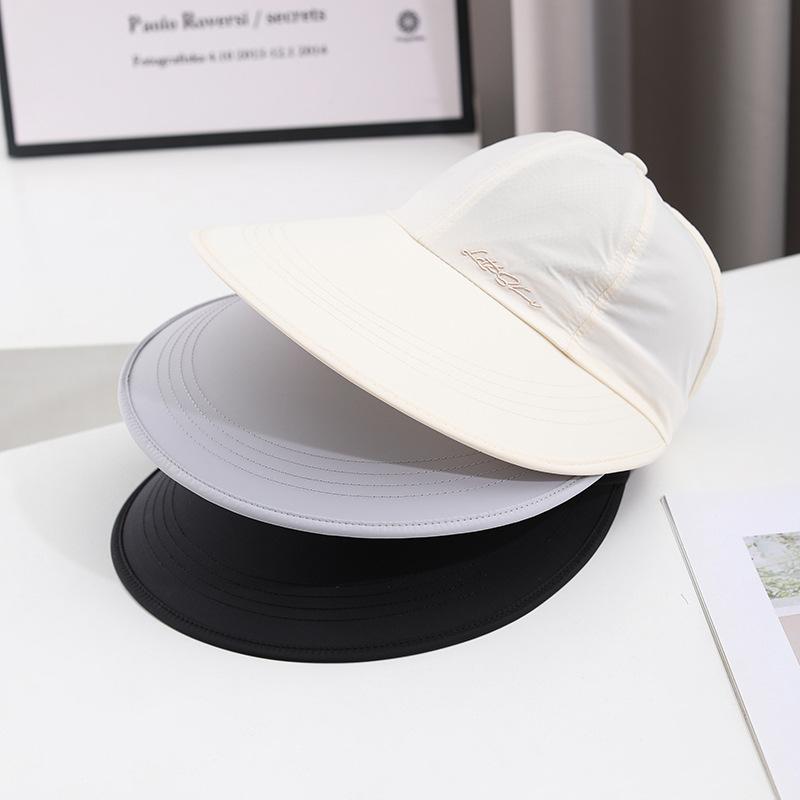 Empty top sunscreen hat outdoor ponytail half-empty top large brim quick-drying duck tongue sun hat embroidery characters