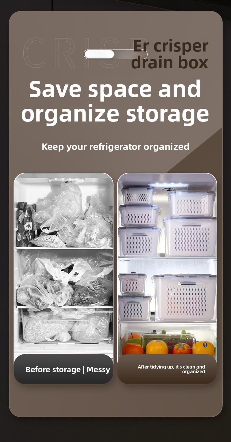 Multifunctional Crisper Box Set for Storage Drainage Microwaveable Airtight Leakproof Stackable Food Containers Ideal for Meal Prep Organization Foam Hinged Lid Container Sealing Bag Organizer with Cutter Compartmented Meal Prep Containers wrap bags fruit