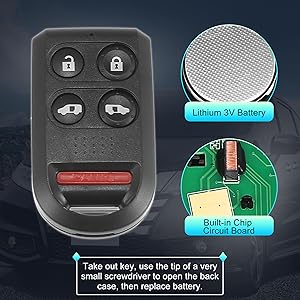 2pcs 313.8MHz OUCG8D-399H-A Replacement Smart Proimity Keyless Entry Remote Key Fob for Honda Odyssey 2005-2010 5 Buttons