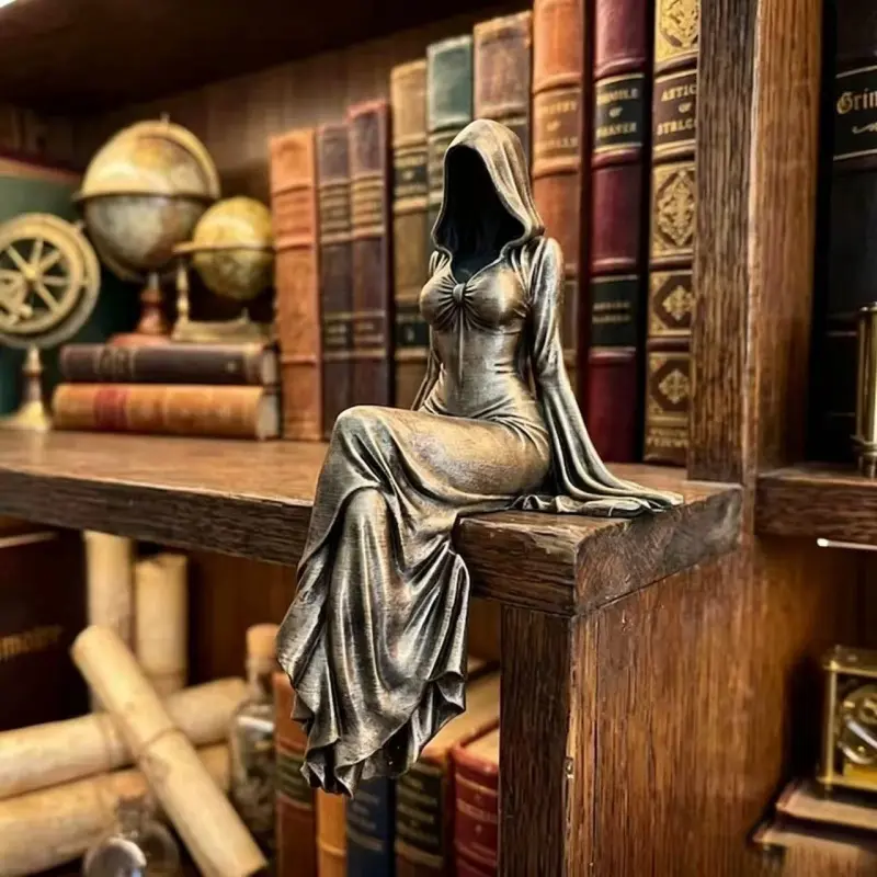Lady Reaper Hooded Figure Sculpture Resin Decor Statues
