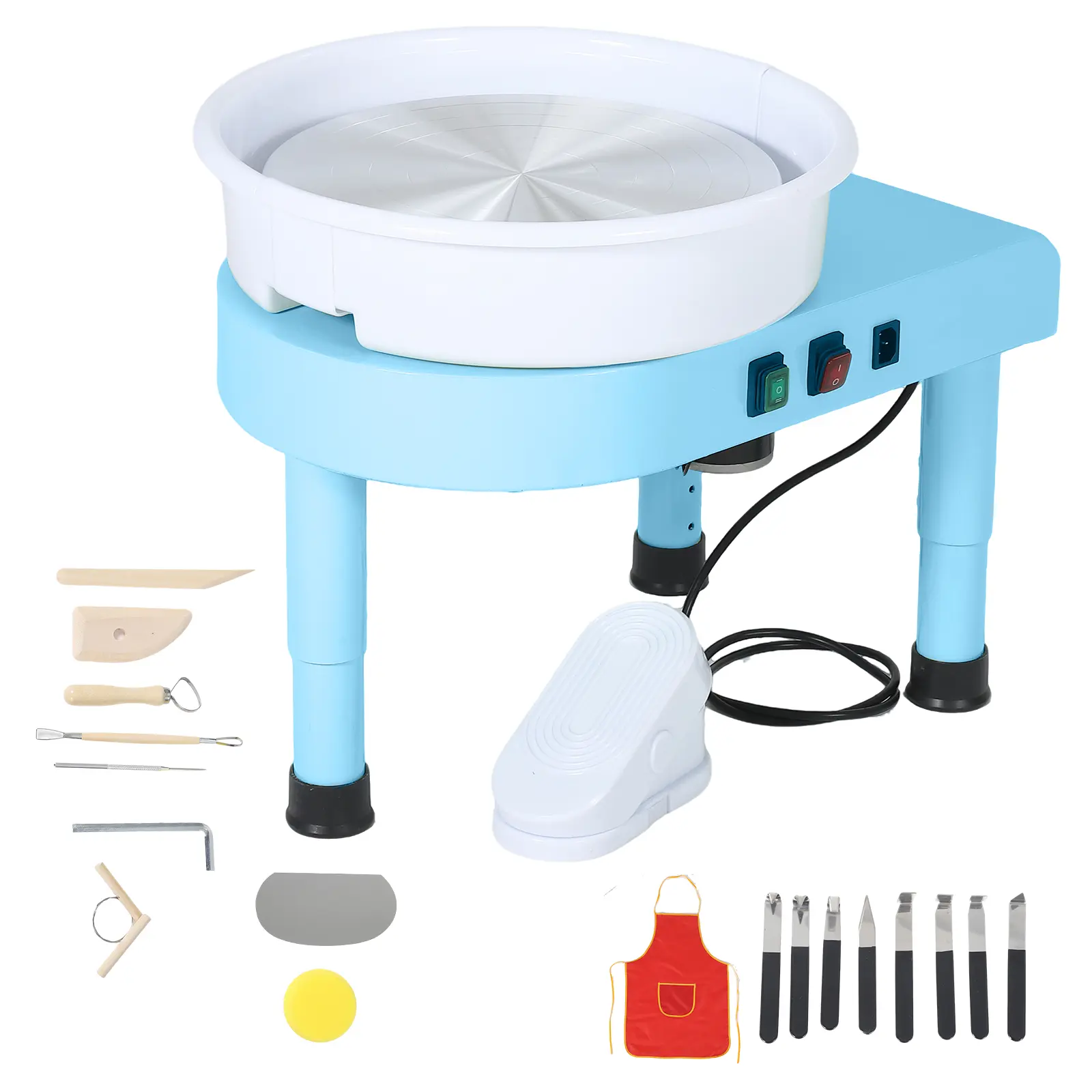 14-in Pottery Wheel Machine for Adults | 450W Adjustable Height Potter's Wheel Kit with Foot Pedal, Detachable Basin – DIY Ceramic Wheel for Adults, Beginners & Artists