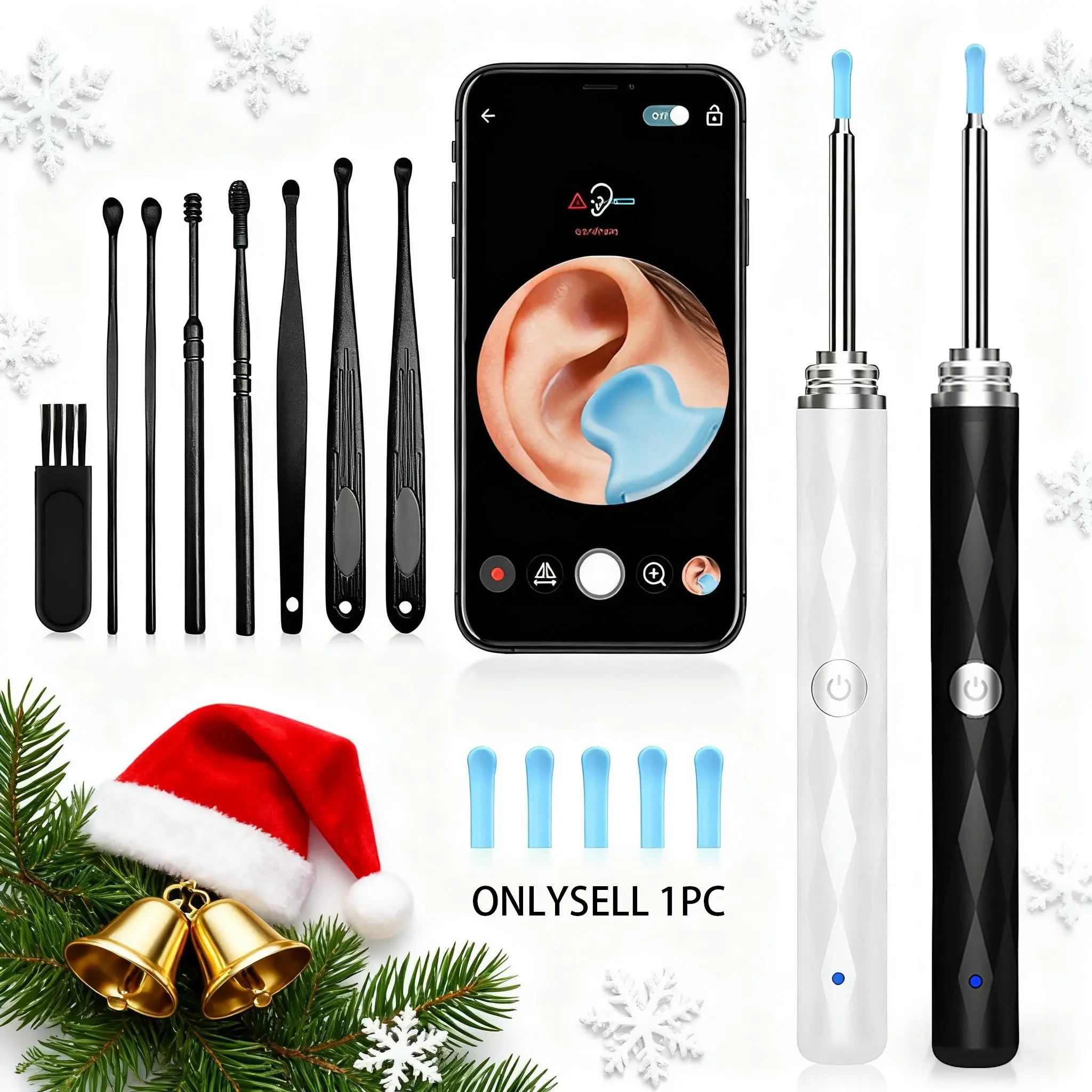 1pc 1pc Intelligent Visual Ear Scoop, Ear Cleaning with Rechargeable Ear Wax Removal Kit, Professional & Home Use Earwax Removal Products, Earwax Removal Tool, Rechargeable Ear Cleaner