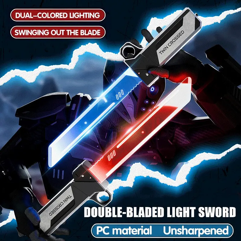 Blue Creative Glowing Sword Toy, Interchangeable Sheaths, Extendible Swords, Cool Lights, Role Play and Collection, Kids' Favorite Gift