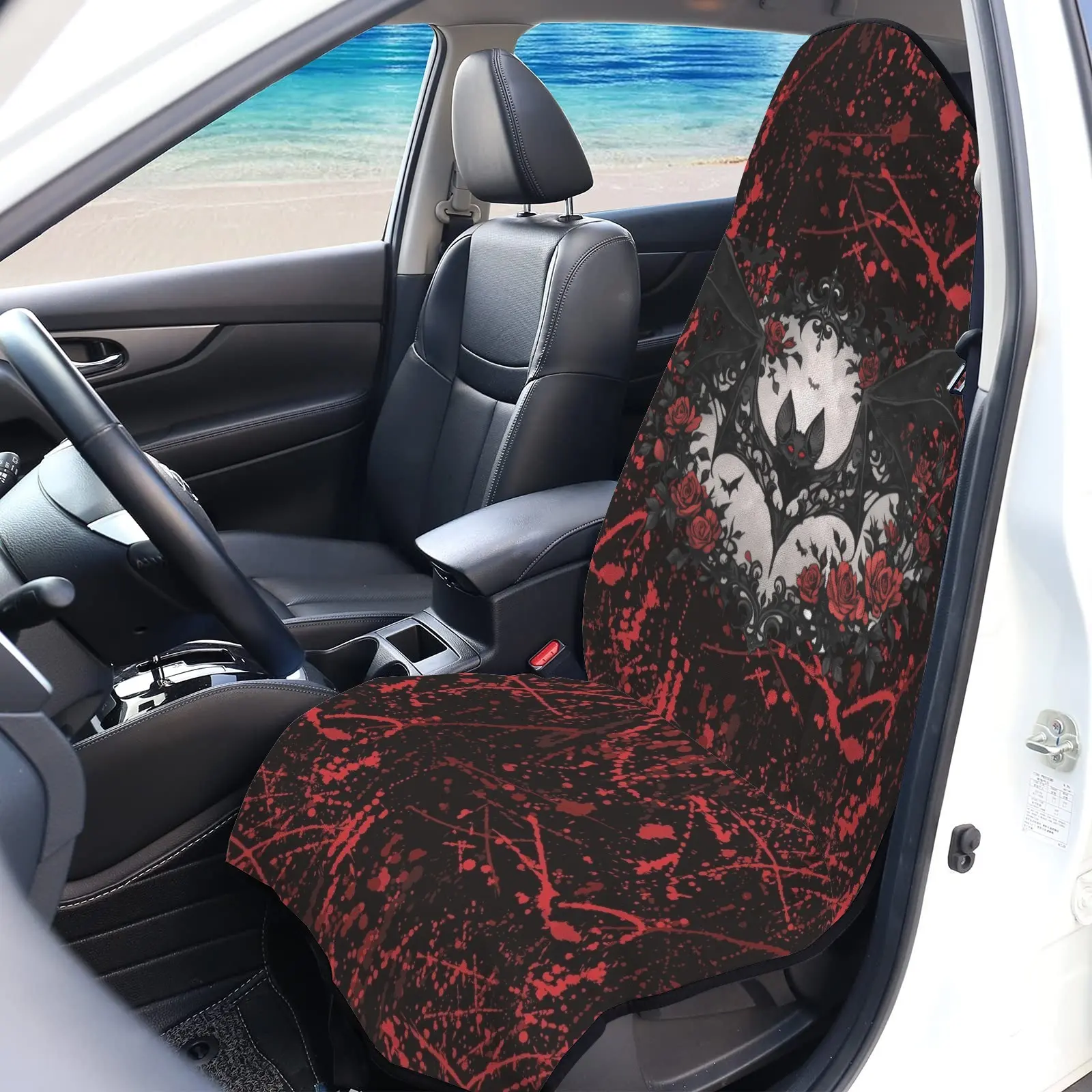 Goth Dark Spider Bat Car Seat Sweat Towel, Web Design for Truck Drivers Halloween Party Goers Gym Lovers Labor Day Fall Pumpkin Campers, Sand Sweat Saltwater Proof Vehicle Seat Liner Multi Purpose Workout Towel Gothic Spider Print Auto Seat Cover