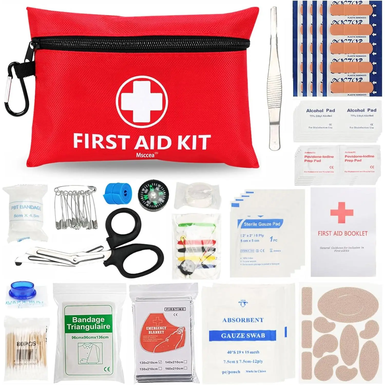 Mini First Aid Kit, 122-Piece Small Portable First Aid Supplies for Home, Car, Camping, Hiking, Travel, School and Backpacking