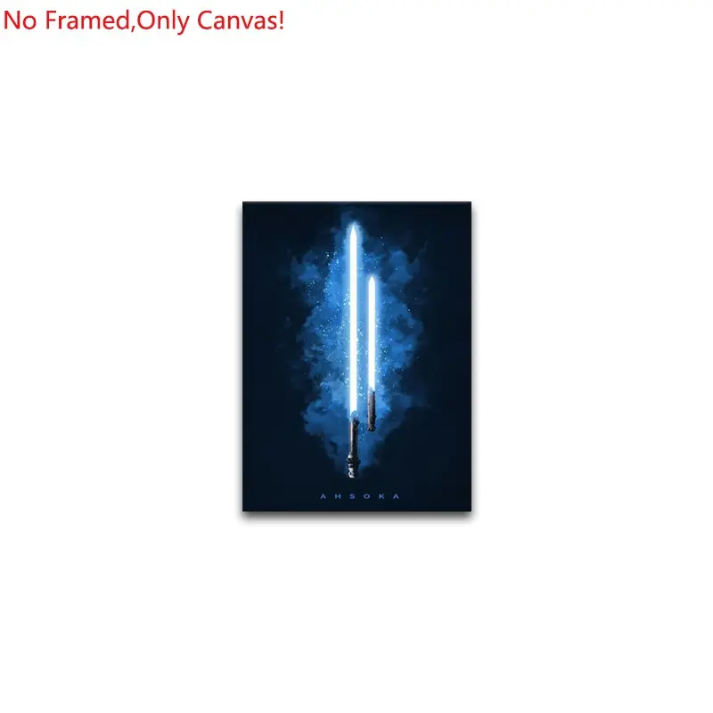 1 piece/set frameless canvas painting print poster, Classic Movie scenes Poster art，Ahsoka Lightsaber poster， a perfect gift for Movie loves, ideal gift for bedroom, living room, dorm hallway, kitchen, mural, wall decoration, room decor