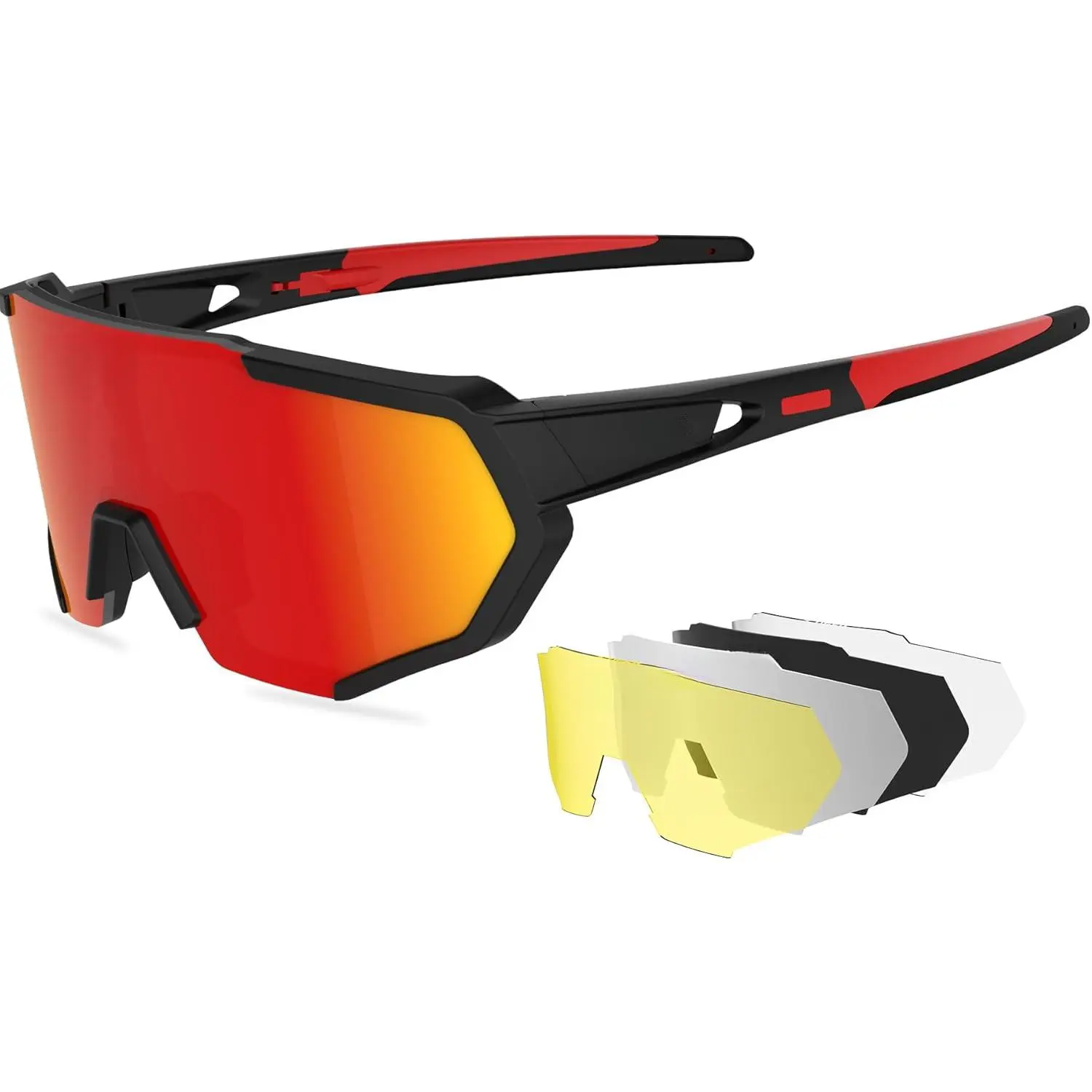 Unisex Fit Polarized Sports Sunglasses with 5 Interchangeable Lenses, Cycling Glasses for Baby Costume Jewelry Accessory Use