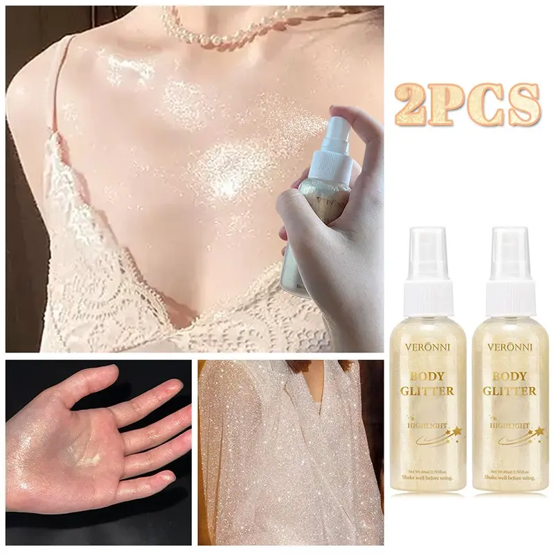2pcs Water-Based Highlighter Body Lotion, 80ML Liquid Body Highlighter, Moisturizing & Brightening, Unisex, Party, Wedding, Daily Use