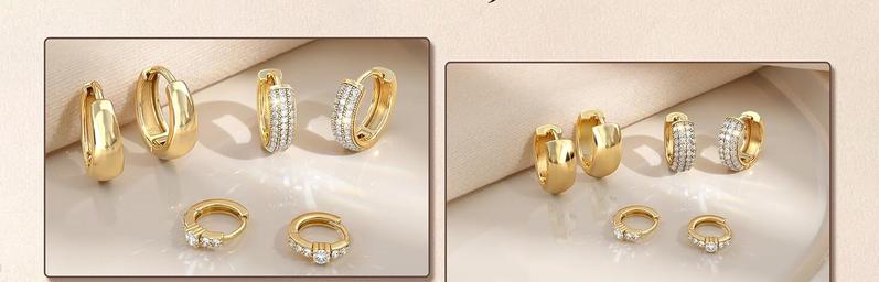 Trendy 14K Gold Plated Hypoallergenic Hoop Earrings for Women Non Tarnish Lightweight Huggie Hoops Set for Sensitive Ears 3Pairs