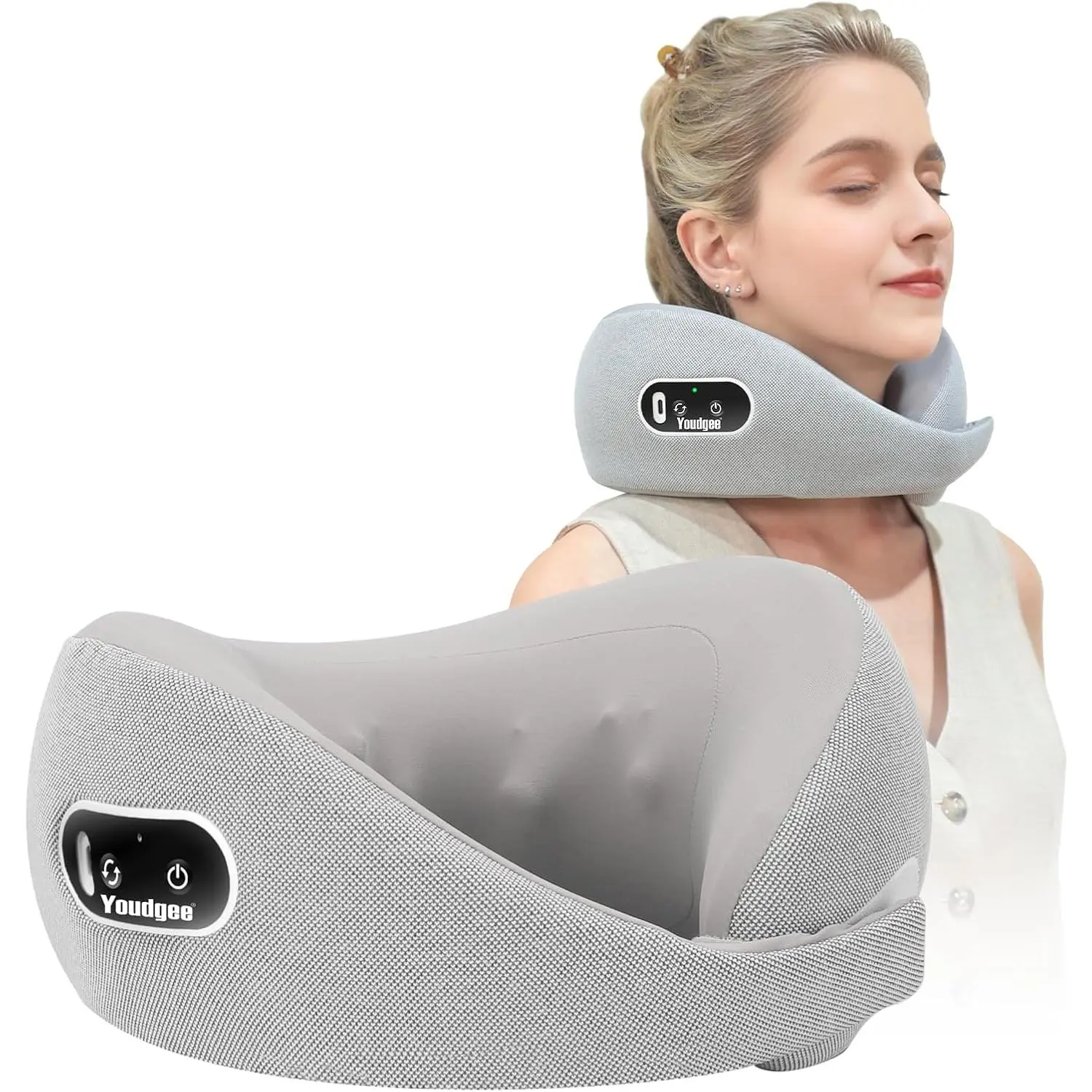 Electric Shiatsu Neck Massage Pillow - Deep Tissue Kneading Cushion for Neck, Back, Shoulder Pain Relief, Rechargeable Home Supplies, 1-Size Daily Use Gift for Home, Office