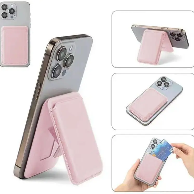 MagSafe Magnetic Wallet for iPhone iOS Series - Cell Phone Accessories, Vegan Leather Smartphone Card Holder with 3 Card Slots, Adjustable Stand