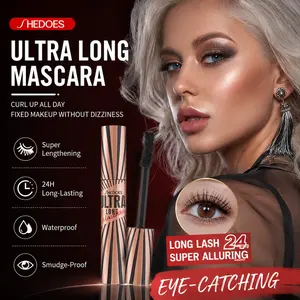 Shedoes Ultra Long Waterproof Mascara, 24h Curl & Volume, Smudge-Proof, Lengthening Formula, Curved Brush, Perfect for Dramatic Lashes