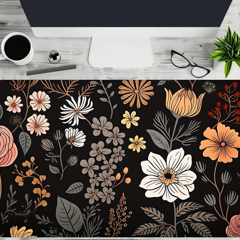 Creative Floral Pattern Mouse Pads, 1 Count Rectangle Gaming Mouse Pad, Office Keyboard Pad, Non-slip Computer Mat for Office, Home Gaming, Desktop Accessory