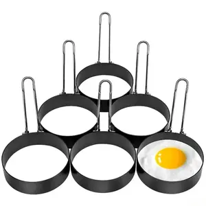 2026 New 6 Pack Stainless Steel Egg Rings, Non-Stick Frying Molds for Eggs & Pancakes, Ideal for Burger and Sandwich Making