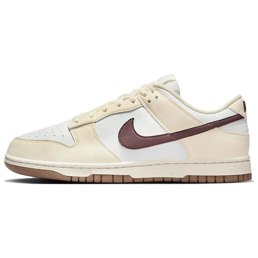 Nike Dunk Leather Low-Top Sneakers for Women in White, Beige, and Brown Verifiable, with credentials and supporting global authentication