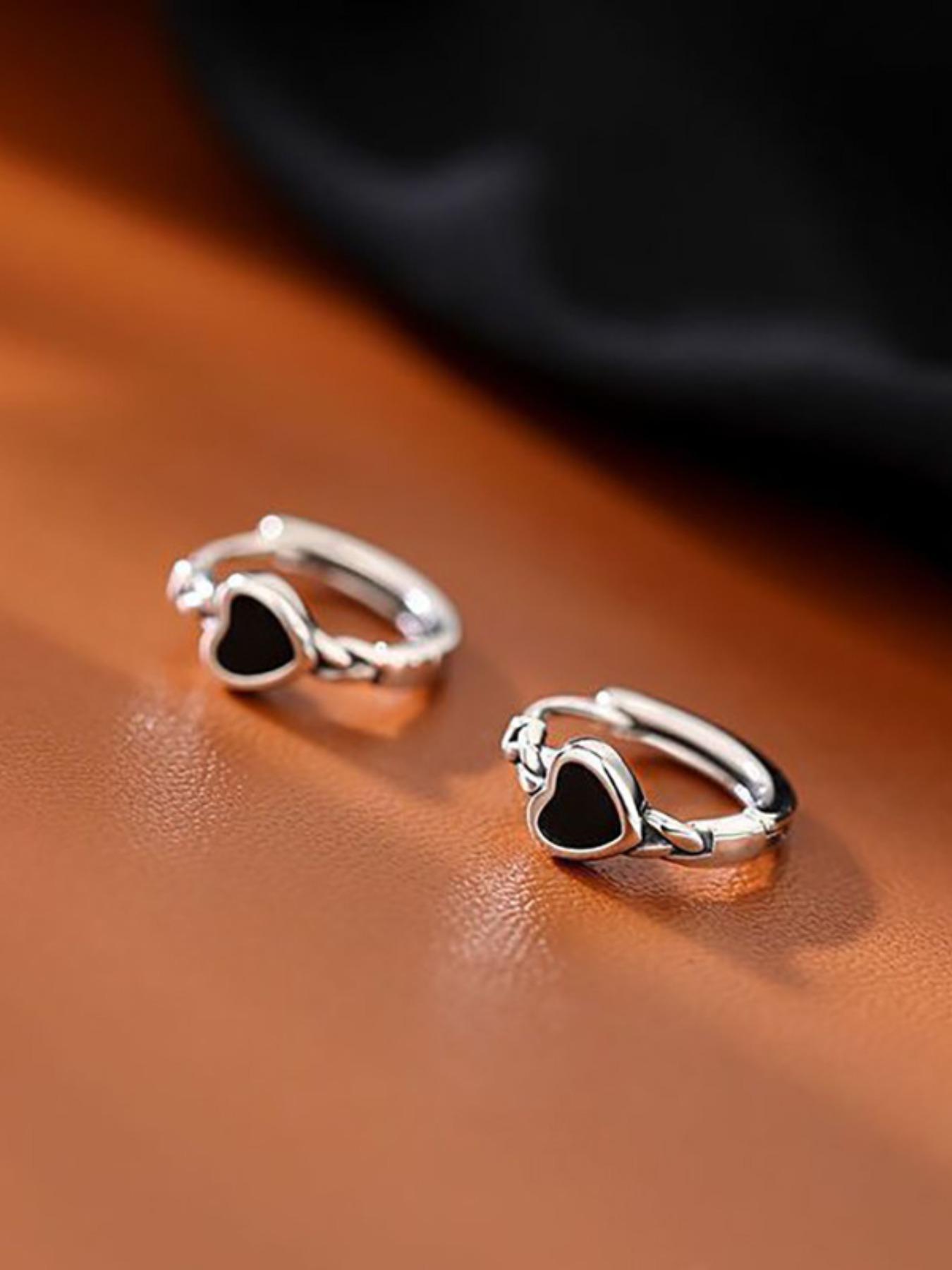 Women's Plain Color Heart Shaped Earrings Hoop Earrings, Ear Hoops, Copper Earrings, Elegant Minimalist Earrings, Fashionable Clean Girl Accessories Jewelry for Women for Daily & Party Decoration Earrings for Women