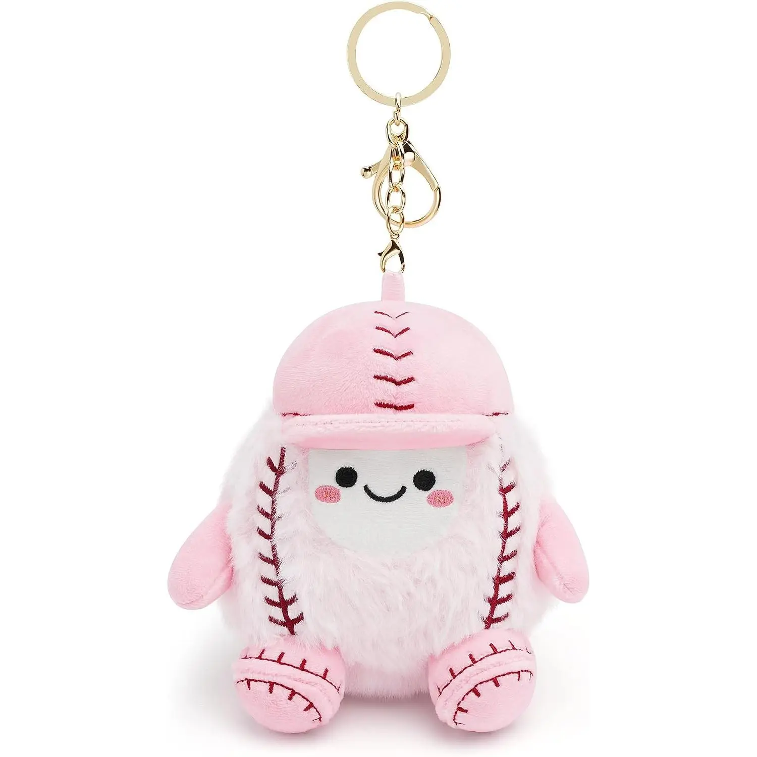 Soft Plush Keychain, Cute Pink Kawaii Fuzzy Backpack Charm, Makeup Vanity Accessory Gift for Girls