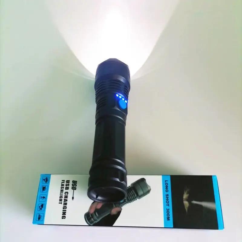 Portable Outdoor Camping Flashlight, Summer Gifts, 1 Count USB Rechargeable Flashlight, Waterproof Flashlight For Outdoor Camping Hiking, Christmas Gift