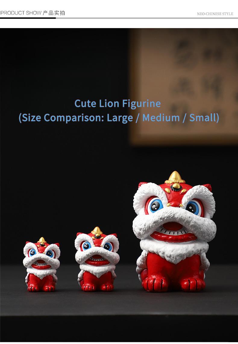 Oriental Red Festive Lion Dance Figurine, Premium Minimalist Desktop Decor, Craft Art, Creative Gift, Birthday Present, Souvenir, Personal Collectible Figurine