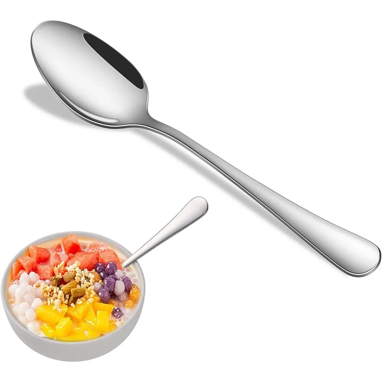 8-Piece 6.7 Inches Stainless Steel Teaspoons, Durable Dishwasher Safe Silverware Small Dessert Spoons for Kitchen, Restaurant & Hotel Use