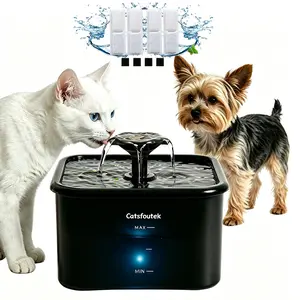 Cat Water Fountain with 4/7 Filters, Quiet Pet Water Dispenser, Blue Light Reminder, 4-Layer Filtration for Cats and Dogs