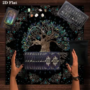 6pc Tarot Reading Set, Includes 78 Tarot Cards, 12 Crystal Bottles, 7 Chakra Stones, Polyester Bag, Tablecloth, Pendant, Perfect for Astrology Enthusiasts