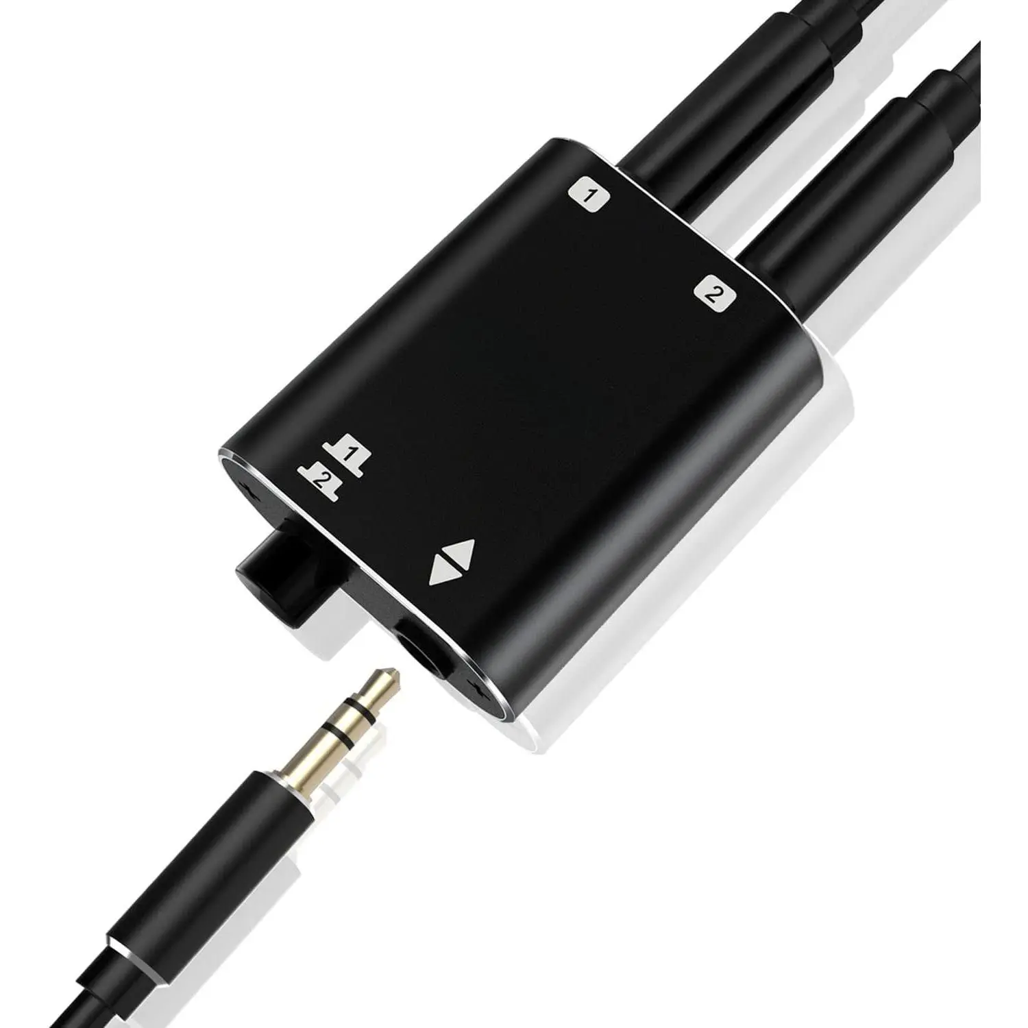 3.5mm Stereo Audio Switcher(1 in 2 Out /2 in 1 Out) with 3.5mm Audio , 2 Ports AUX Audio Speaker Selector for PC Phone Laptop Headphone