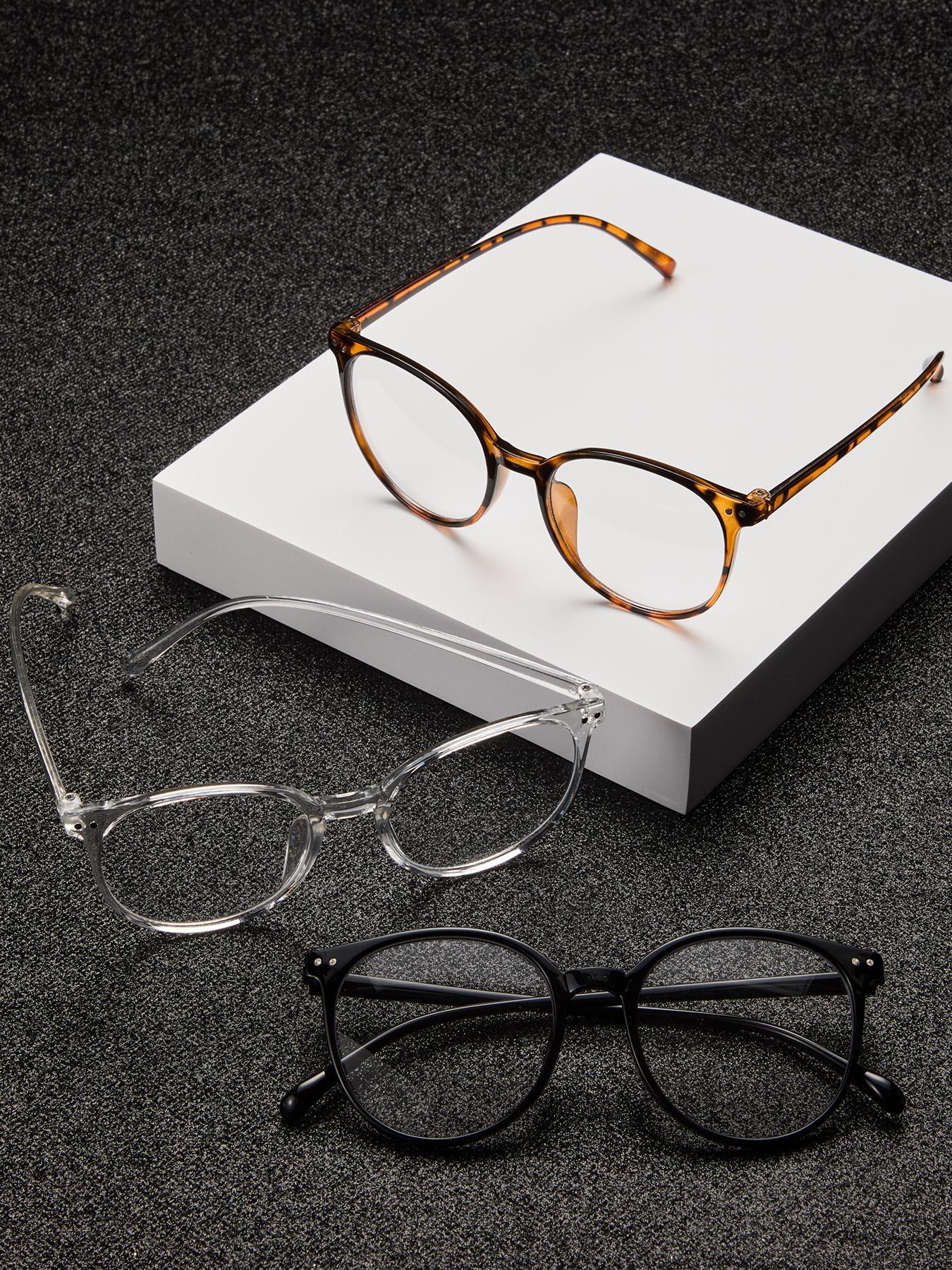 Unisex Vintage Round Frame Eyeglasses, Trendy Casual Eyeglasses for Everyday Use, Fashion Accessories for Outdoor Activities