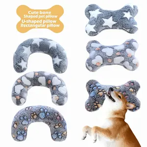 Cute bone-shaped pet pillow, U-shaped/rectangular dog pillow, flannel skin-friendly fabric, fits the contour of the face, protects the dog's cervical spine, helps large, medium and small cats and dogs fall asleep, and can be washed with water.