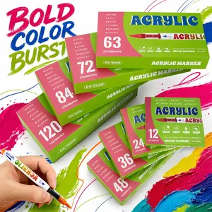 12-120 Color Liquid Marker Set, Soft Tip Paint Pens, Ideal for Rock Art, Calligraphy, DIY Crafts, Perfect Gift for Students and Office Use