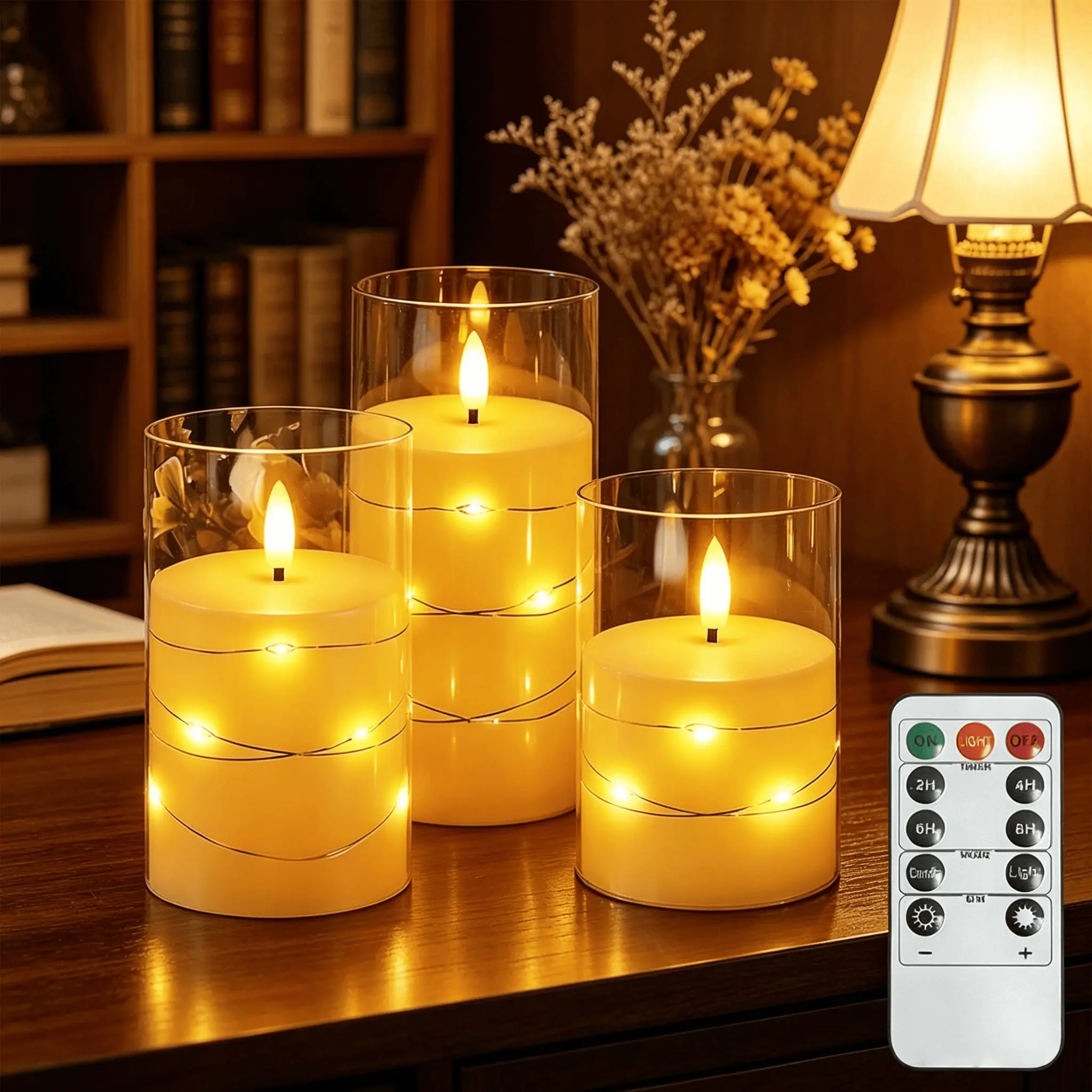 3-Pack LED Flameless Candles, Battery-Powered, Remote Control, Christmas, Home, Wedding, Birthday Decor, Durable Plastic, No Aaa Batteries Included