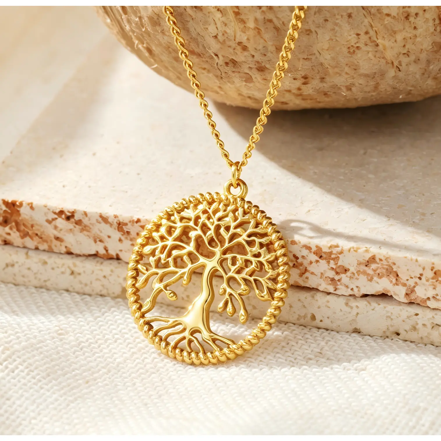 Stainless Steel Tree Cutout Coin Pendant Necklace for Women, 14K Gold Silver Plated Round Openwork Tree Necklace, Dainty Daily Fashion Neck Jewelry Gift