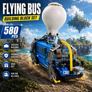 Flying Bus MOC Building Blocks Model Battle Royale Game Fighting Vehicle Bricks Cars Sets Gifts for Kids Adult Fans DIY Assembly Toys Ornament