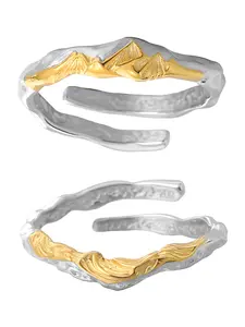 Mountain Alliance Sea Promise Couple Ring S925 Pure Silver, Unique Personality High-End Ring, Wholesale Jewelry Accessories