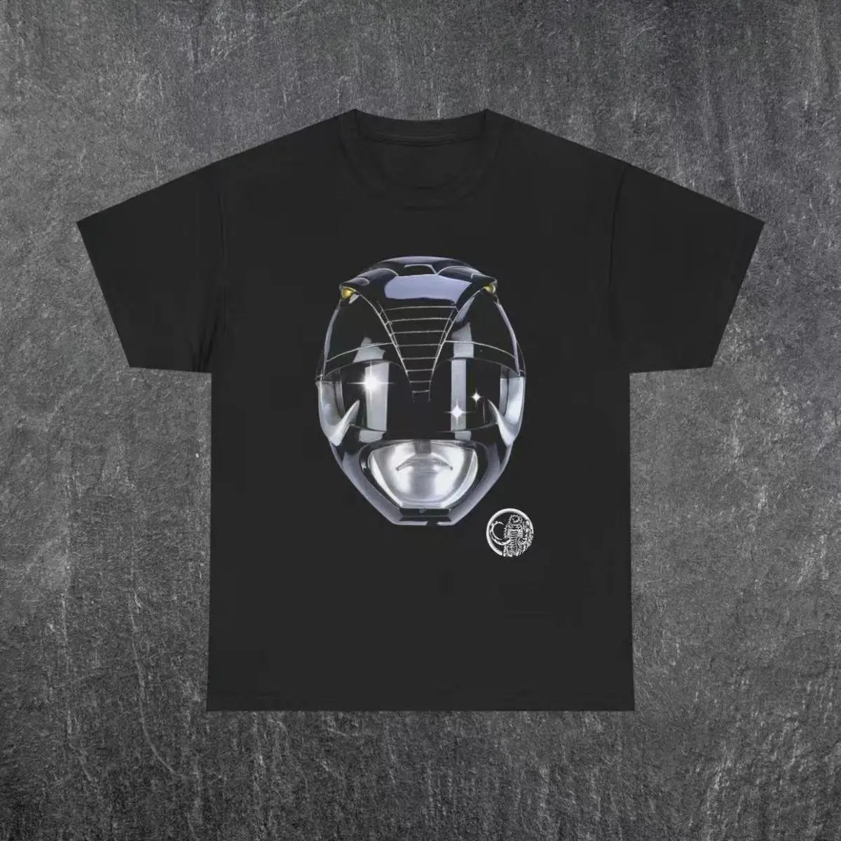 Men's Classic Black MMPR Power Ranger Graphic T-Shirt - Round Neck Shortsleeve Cotton Fabric Menswear, Vintage Streetwear Casual Crewneck Top, Ideal for Idol Memorial Gifts