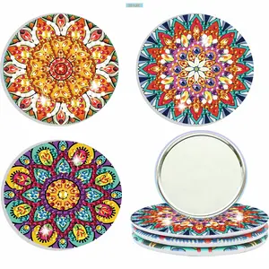 2D FLAT3pcs Diamond Art Painting Makeup Mirror Portable DIY Ultra-thin Mini Makeup Mirror Paint by Number Kits Datura for GirlSpark Your Inner Artist: DIY Diamond Painting Kits for Creative Joy & Stunning Art!