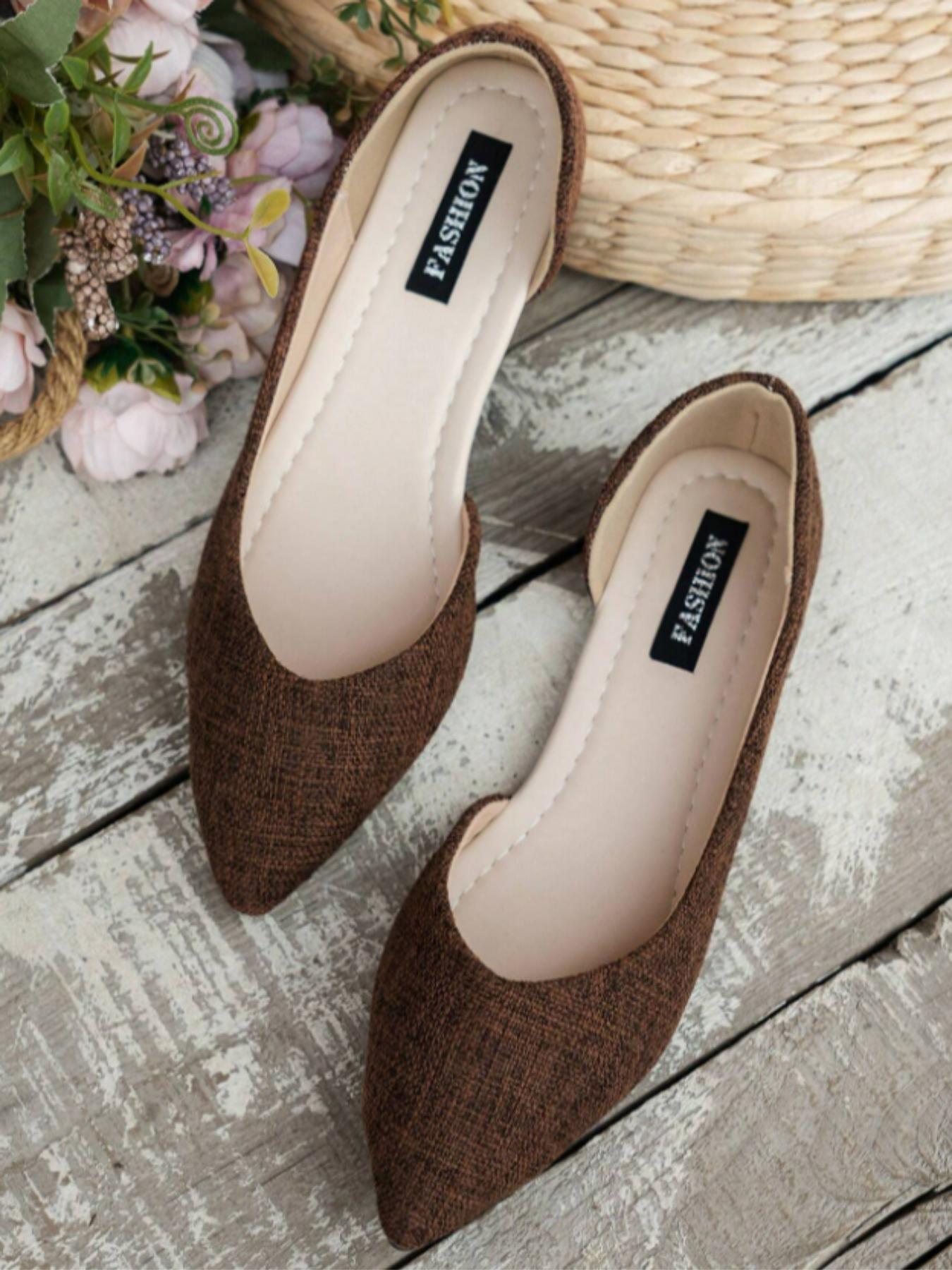Women's Solid Color Pointed Toe Flat Shoes, Casual Comfortable Breathable Slip on Shoes for Daily Wear, Lightweight Breathable Shoes for All Seasons, Girl, Casual Flats, Casual Summer Shoes