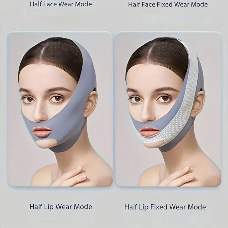 Breathable Seamless V-Shaped Mask 2 Pieces Dark Gray Adjustable Reusable Facial Beauty Tool for Women Men Universal Fit Skin Repair