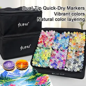 216/320 Color Dual Tip Markers Set, High Density Fiber Soft Hard Tips, Complete Color Range, Indoor Outdoor Art, Gift Box Packaging