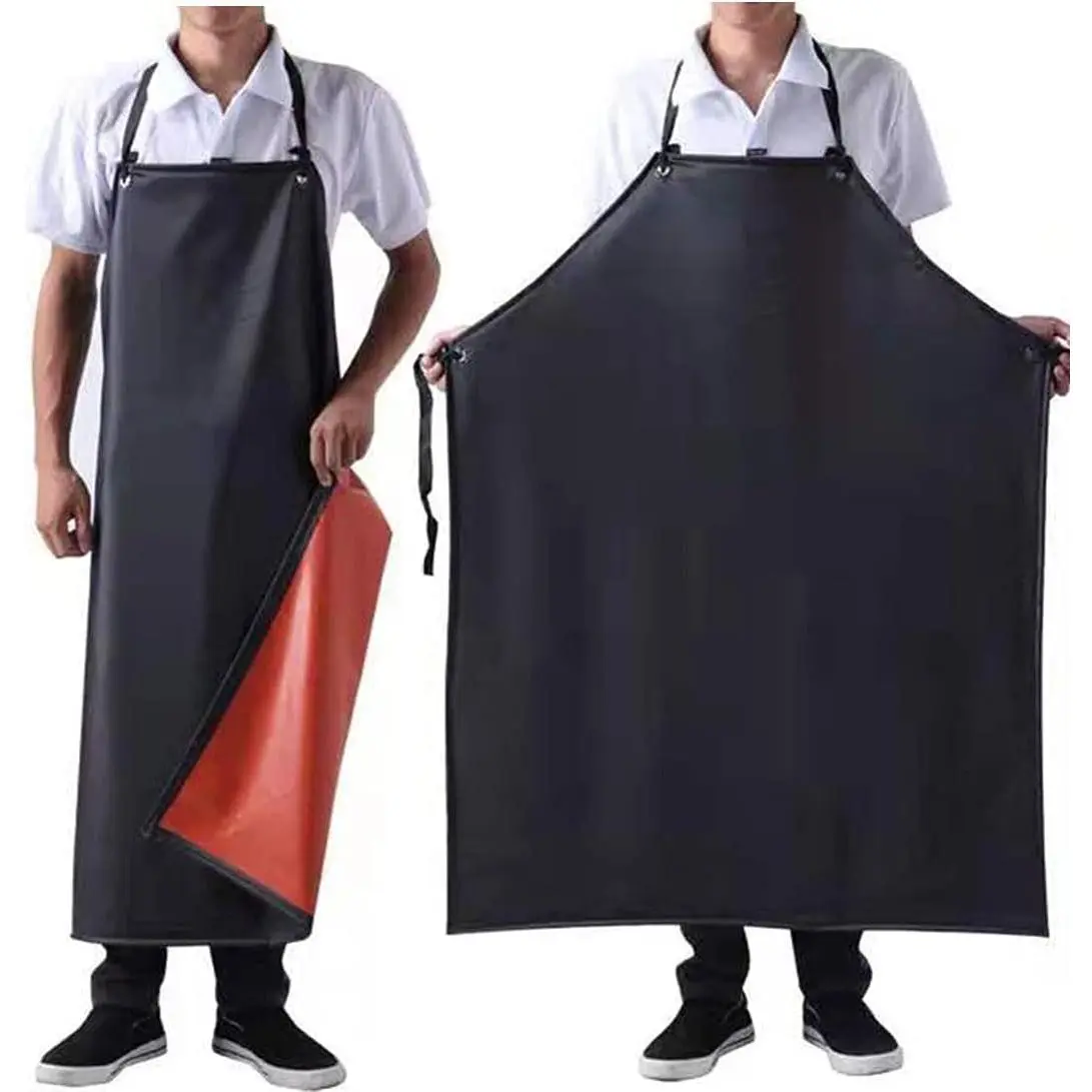 Waterproof Rubber Vinyl Apron Black - 43Hx29W Inch Adjustable Long Black Lightweight Waterproof Rubber Vinyl Apron Black - 43Hx29W Inch Adjustable Long Black Lightweight