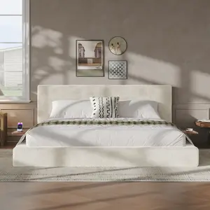 A King-size Bed Frame with A Built-in Sliding Side Table, Featuring Plush Cloud-like Cushions for A Comfortable Experience and A Sturdy AirFrame Structure That's Easy To Assemble—perfect for The Master Bedroom or Guest Room.