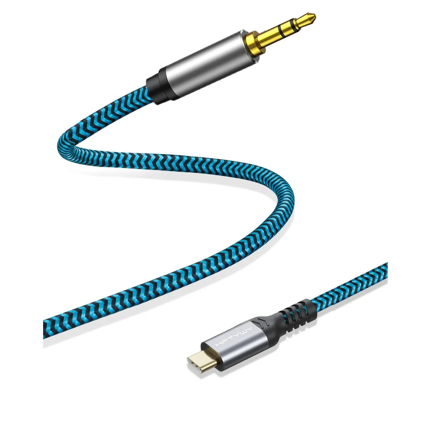 Aux to USB C , 4ft Nylon Braided Type C to 3.5mm Audio Cord for  Stereo, Headphone Jack Adapter with DAC Chip, Compatible with  16 15 Pro Max, Galaxy S24 S23 Ultra, Pixel